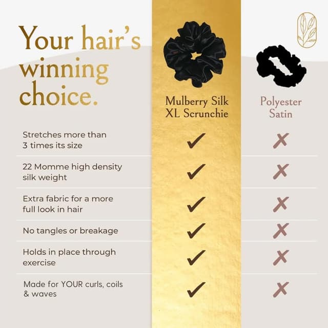 Detalle de Curlfriend XL London Fog Silk Scrunchies for Women (Oversized Mulberry Silk Hair Ties)