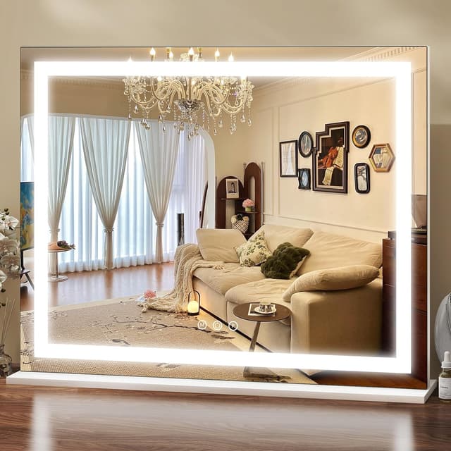 Detalle de ROLOVE 23x18 Inch Lighted Vanity Mirror with 3-Color Dimmable LED & Touch Controls