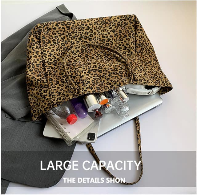 Thumbnail 3 de LOTEZAVA Leopardenmuster Große Canvas Tote