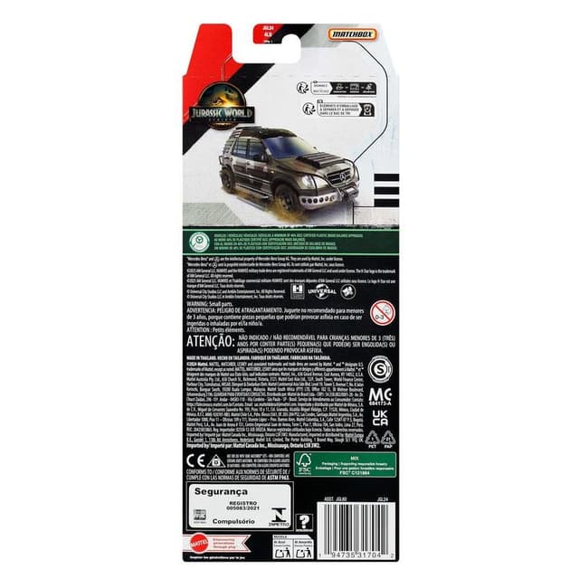 Detalle de Mattel Matchbox Jurassic World JGL24 set de 4 vehículos y figura (1:64)