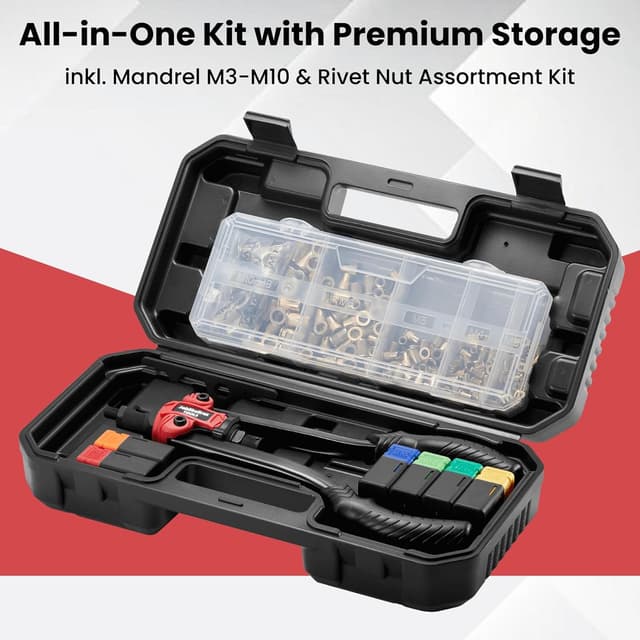 Detalle 1 de Joblikebrez Nietmutternzange Set Profi 200 Muttern