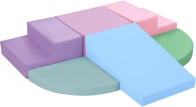 Detalle de Wilwolfer Kids Soft Play Set Indoor (6 PCS) – PU Leather Foam Climbing & Crawling Double Ladder Set