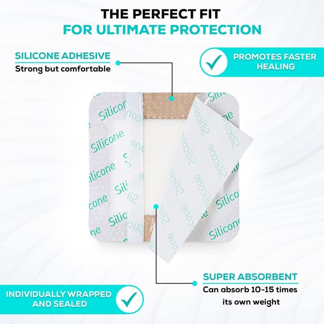 Detalle 2 de MedVanceTM Silicone Bordered Adhesive Foam Dressing, Size 3"x3" (1.8"x1.8" pad), Box of 5