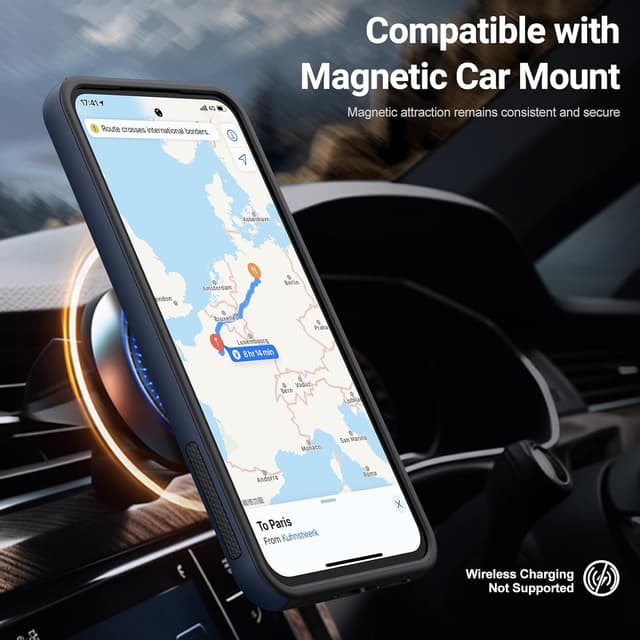 Detalle de AOUIA for Samsung Galaxy A36 5G Case (Navy Blue) with 2 Screen Protectors and 360° Ring Stand