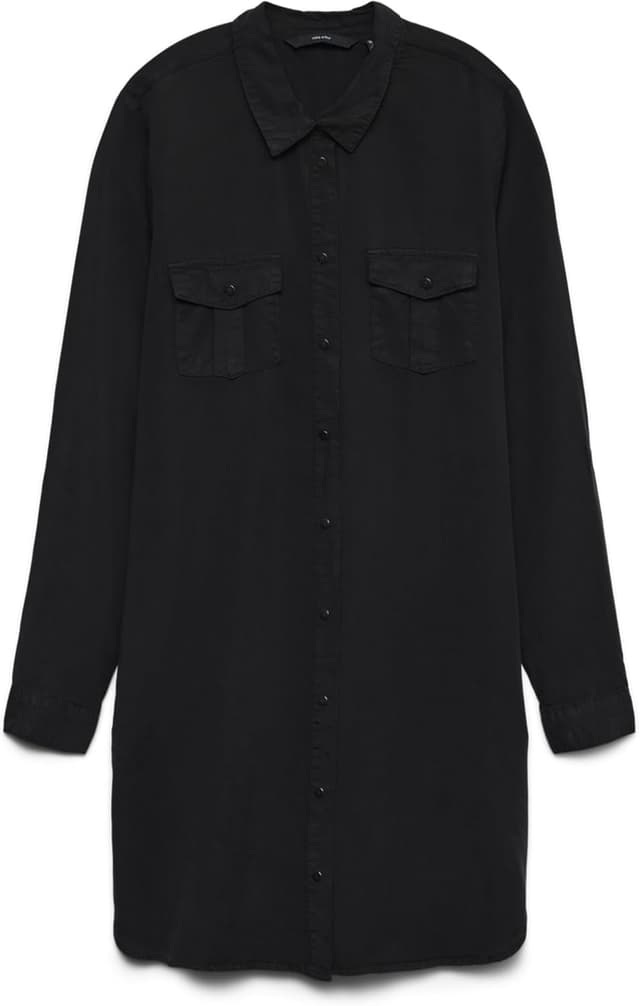 Detalle de VERO MODA VMSIGGA Jeanskleid für Damen (Maternity) – kurzes Hemdblusenkleid mit Knopfleiste