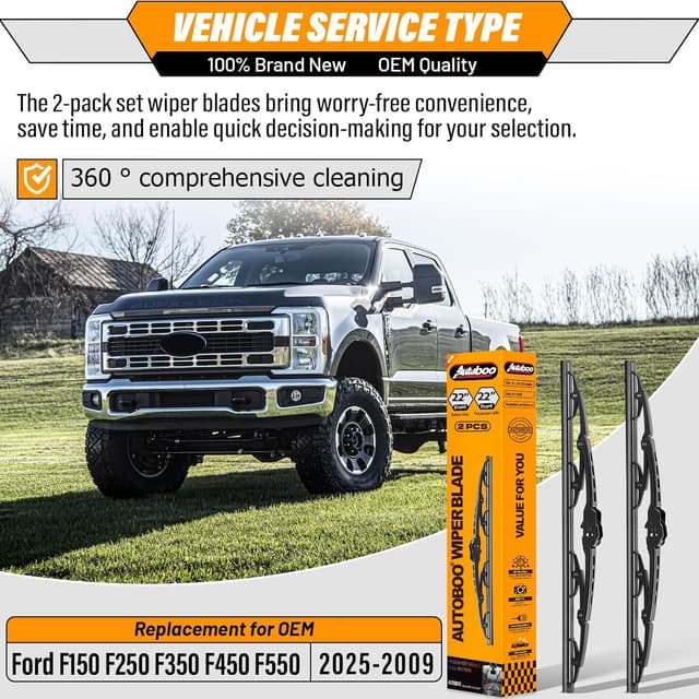 Detalle 2 de AUTOBOO 22"+22" Windshield Wipers for Ford F150