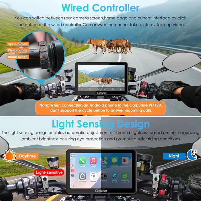Thumbnail 6 de Carpuride W712D 7" Motorcycle CarPlay screen