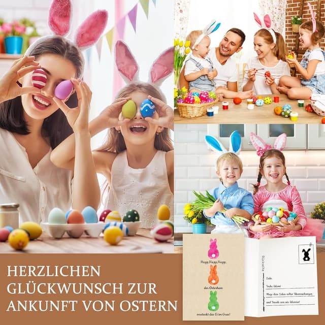Detalle de Goldziples 12 Osterkarten mit Umschlägen (A6, vorgefaltet) – Frohe Ostern Set mit Hasen-Design