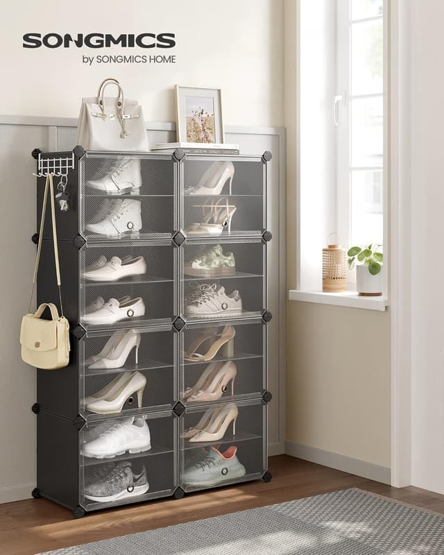 Thumbnail 1 de SONGMICS LPC034B01 scarpiera modulare a 8 scomparti per 32 paia, con sportelli e telaio in acciaio