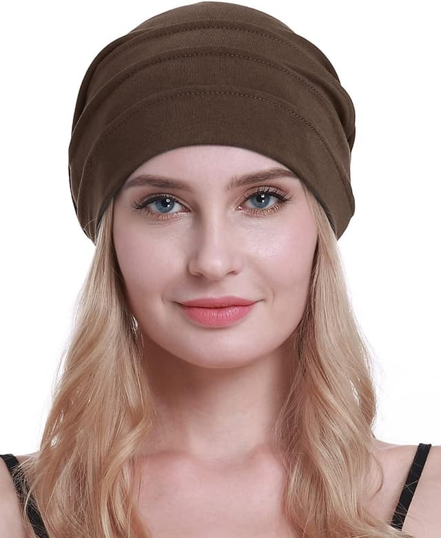 Detalle de osvyo Cotton Chemo Hats Soft Caps for Women – 100% Organic Cotton Headwear for Hair Loss (Sealed Packaging)