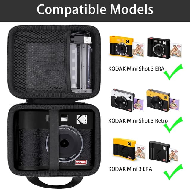 Detalle de Khanka Hartschalen-Reiseetui für Kodak Mini Shot 3 Era / Mini Shot 3 Retro – Ersatz-Hülle (schwarz)