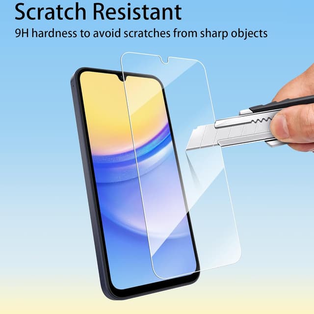 Detalle 2 de 4youquality Tempered Glass Screen Protector for Samsung Galaxy A15 4G/5G (6.5-inch) – 9H, 2-Pack