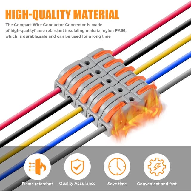 Detalle 2 de flintronic Connecteurs électriques rapides avec levier – 119 pcs, bornes de connexion 1 fil à 2 entrées