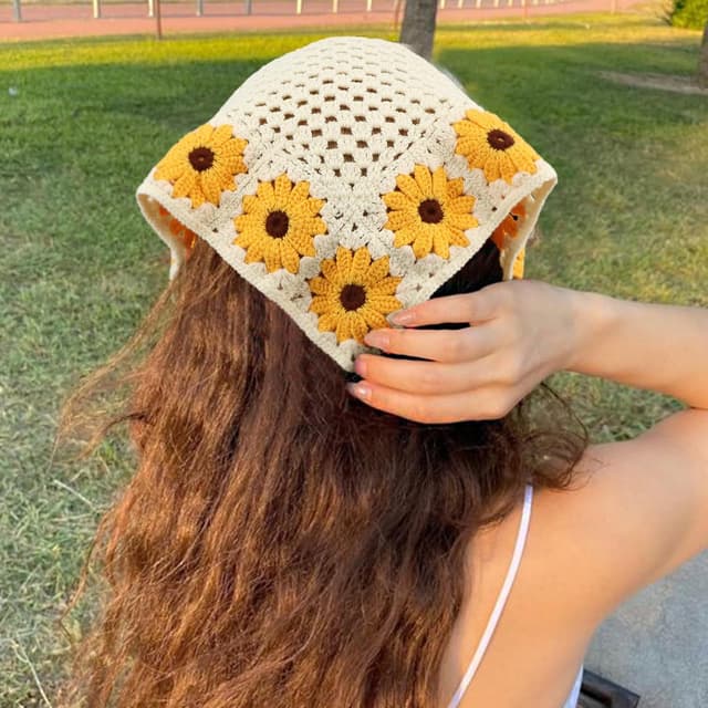 Detalle de DRESHOW 2er-Set Damen Boho Stirnbänder / Dreieck-Kopftücher aus Polyester – elastisch zum Binden