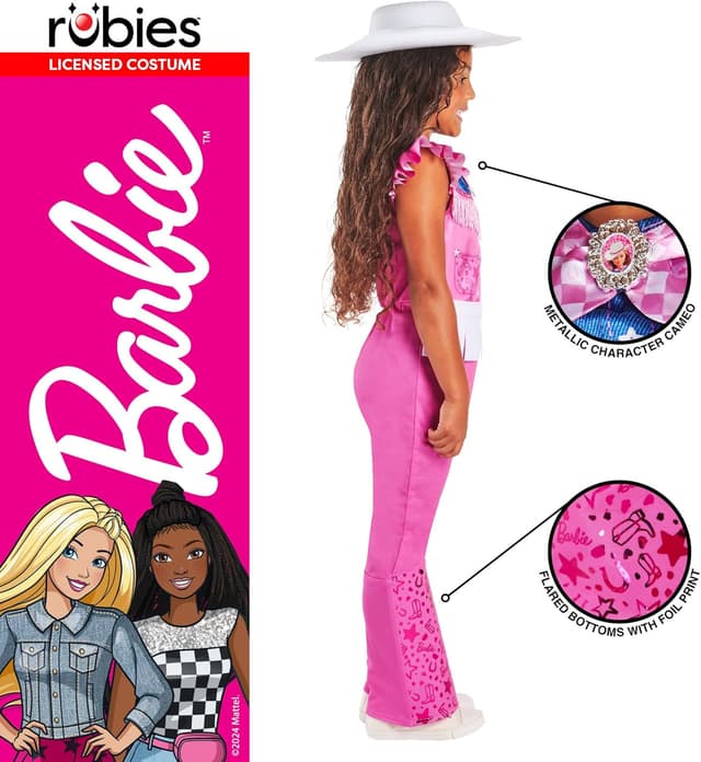 Detalle de Rubie’s Barbie Cowgirl Costume for Kids 3‑piece