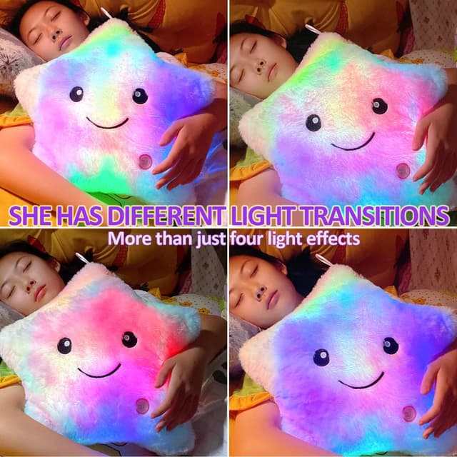 Detalle de Kyduu Leuchtkissen – leuchtender Stern für Kinderzimmer & Deko (bunt)