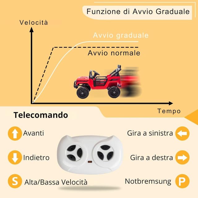 Thumbnail 5 de LALAHO Macchina Elettrica 12V Bambini Rosso 3-5 Anni