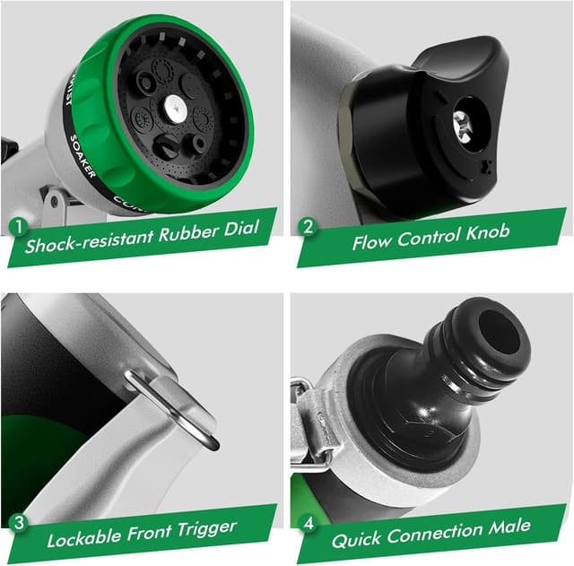 Thumbnail 6 de Restmo RESTMO Hose Pipe Spray Gun with 7 Patterns and Water Flow Control (Metal, Heavy Duty)