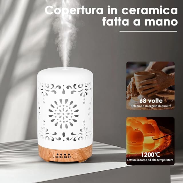 Detalle 1 de Vankarr Diffusore di oli essenziali a ultrasuoni 250 ml con luci LED e timer