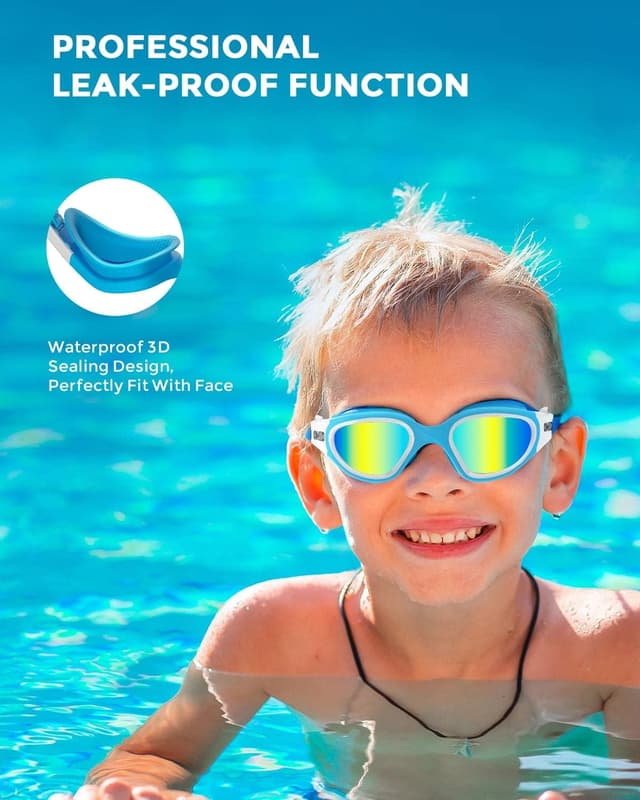 Detalle de OMID Kids Swim Goggles P2mini (Polarised, Anti-fog, 3D Leak-proof Fit) for Ages 6–14