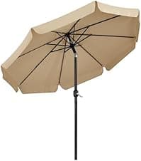 Detalle de Yaheetech ombrellone da giardino esterno reclinabile con bordatura e 8 stecche, manovella, effetto ecrù