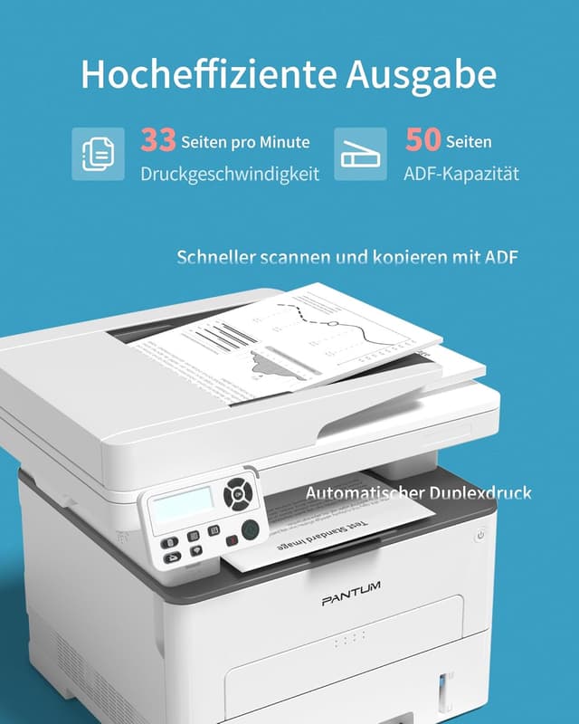 Detalle de PANTUM M7108DW Laserdrucker 3-in-1 mit Duplexdruck, WLAN/USB/Ethernet
