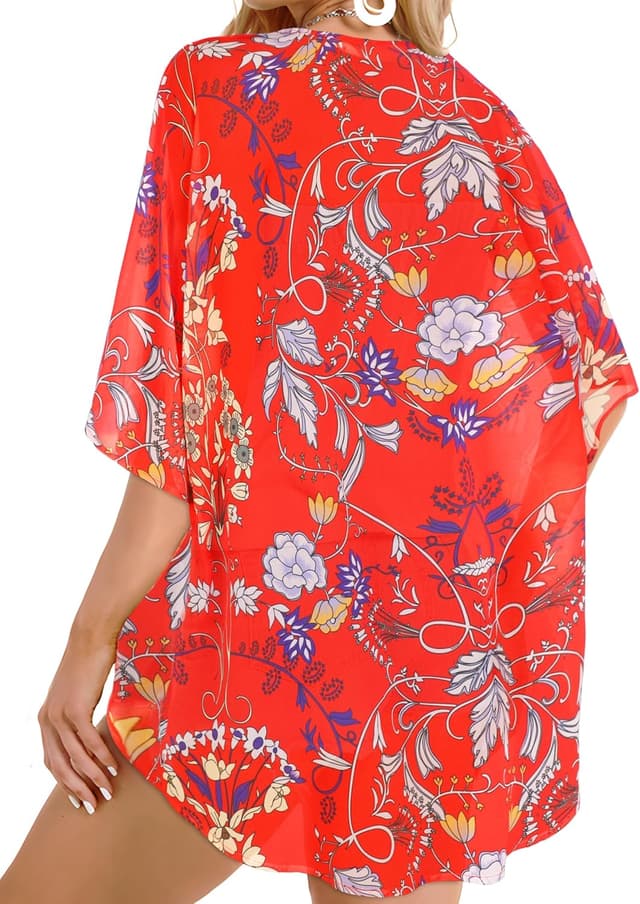 Thumbnail 4 de Floral Puff Sleeve Kimono Cardigan 5XL 🌺