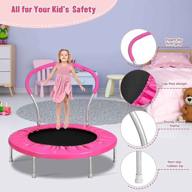 Detalle 2 de Lyromix 36-Inch Kids Trampoline With Handle — Indoor Mini Trampoline for Toddlers and Light Fitness