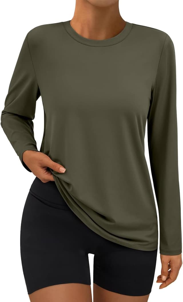 Detalle de Suncife Women Long Sleeve Workout Tops – breathable, quick-drying gym and yoga long-sleeve t-shirt