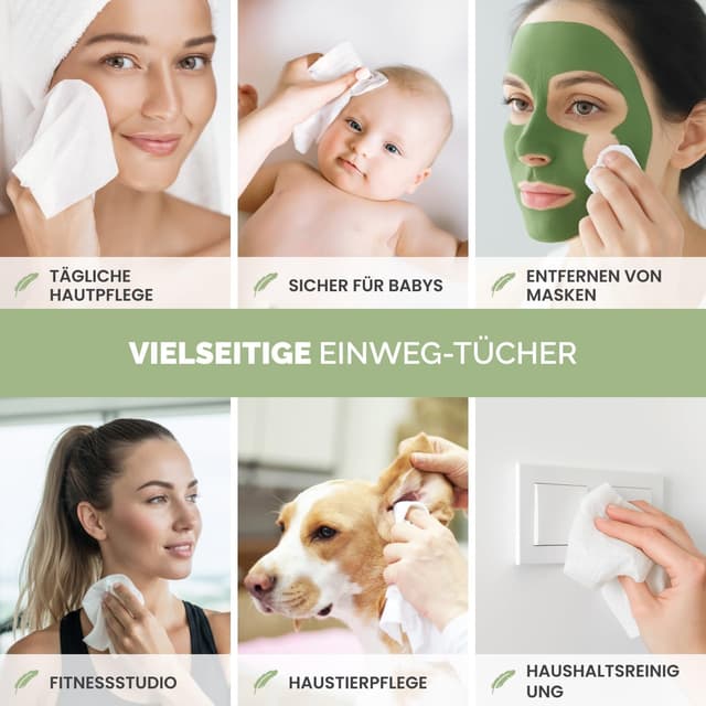 Detalle 2 de PLANTIFIQUE Einweg-Gesichtshandtücher aus 100% Viskose, XL (25 x 30 cm), 50 Stück