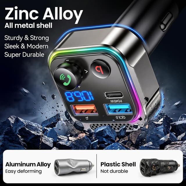 Detalle 2 de GizmoVine Bluetooth 5.4 FM Transmitter