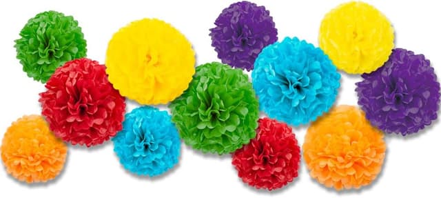 Imagen de Seidenpapier Pompons Rainbow 12 Stück — Partydeko 🎉 en OfertitasTOP