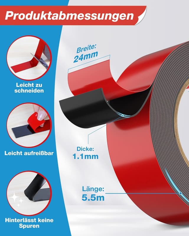 Detalle de EMITEVER 6411 Doppelseitiges Klebeband 24 mm