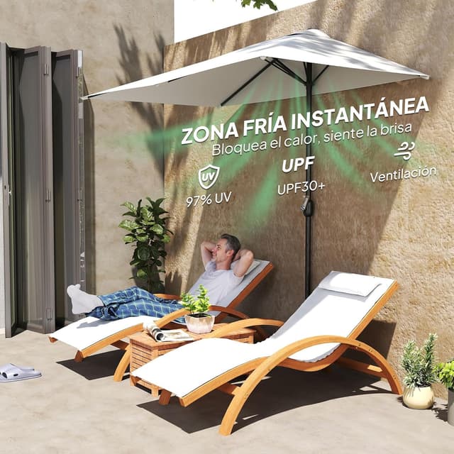 Thumbnail 3 de Outsunny Sombrilla Rectangular 230x130cm con Protección UV ☀