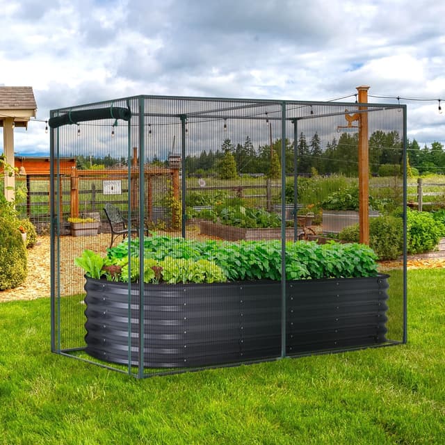 Detalle 2 de Ohuhu Large Fruit Cage Plant Cages for Garden (2 x 1.2 x 1.6 m) with Zippered Door and HDPE Netting