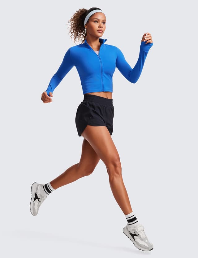 Detalle de CRZ YOGA Women’s Butterluxe Full Zip Cropped Jacket with Thumb Holes