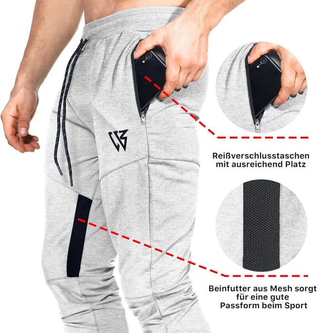 Thumbnail 3 de BROKIG Netz Gym Sporthose Herren Fitness Trainingshose Slim