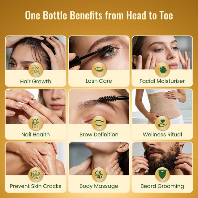 Detalle de USDA Organic Hexane-Free Castor Oil in 16oz Dark Amber Glass Bottle (Vegan, EWG Verified)