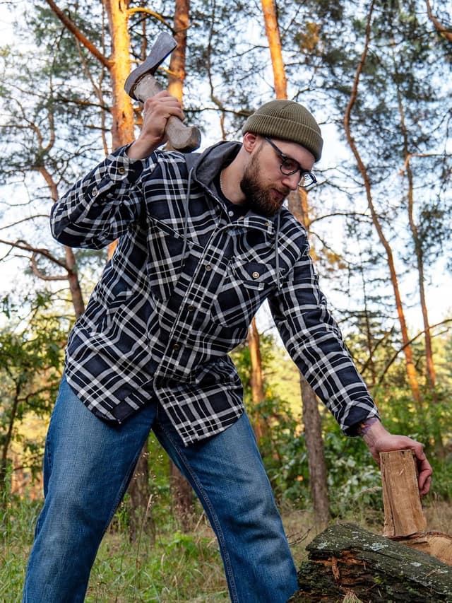 Detalle de Mr.Stream Herren Thermohemd aus Flanell mit Fleecefutter – schützend als Winterjacke-Ersatz