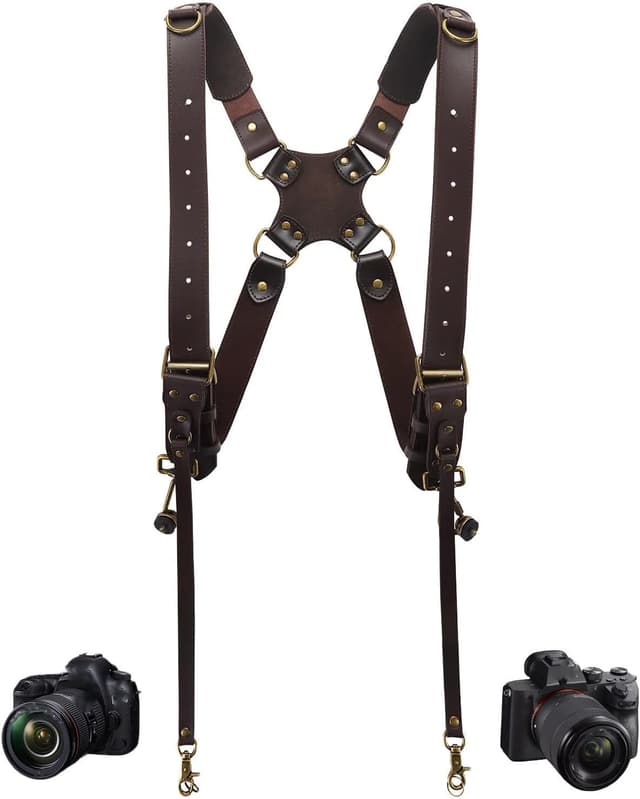 Detalle de 4J LEDR Sangle double caméra en cuir