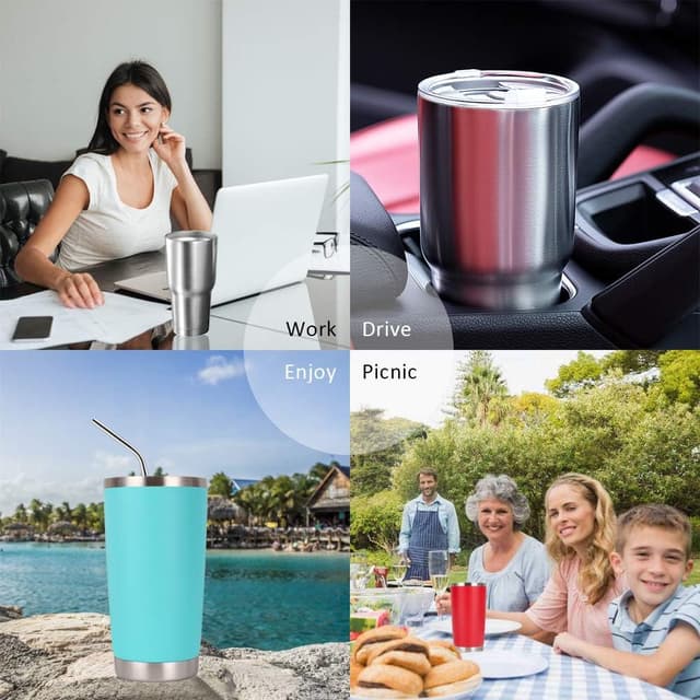 Detalle de YJH Y·J&H 20oz (550ml) Travel Tumbler double-wall vacuum insulated coffee mug in Pink