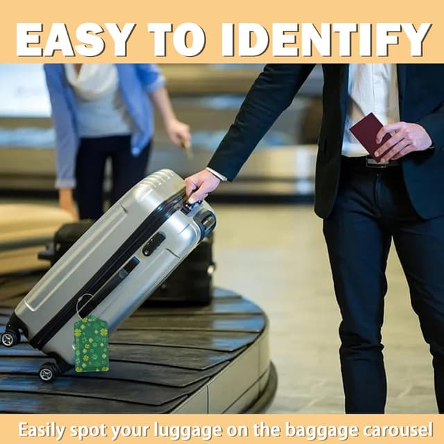 Thumbnail 5 de St Patrick's Day Shamrock Leather Luggage Tag