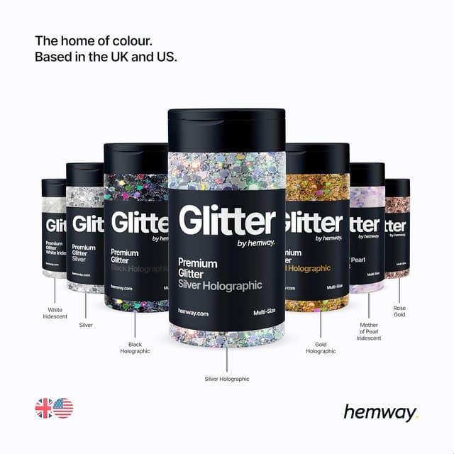 Thumbnail 6 de Hemway Silver Glitter Shaker (120g) – Multi-size metallic flake glitter for resin, epoxy & crafts