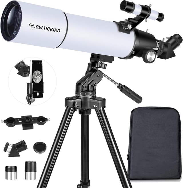 Detalle de Celticbird 80mm 600mm Refractor Telescope for Adults & Beginners (AZ Mount) with Phone Adapter, Backpack