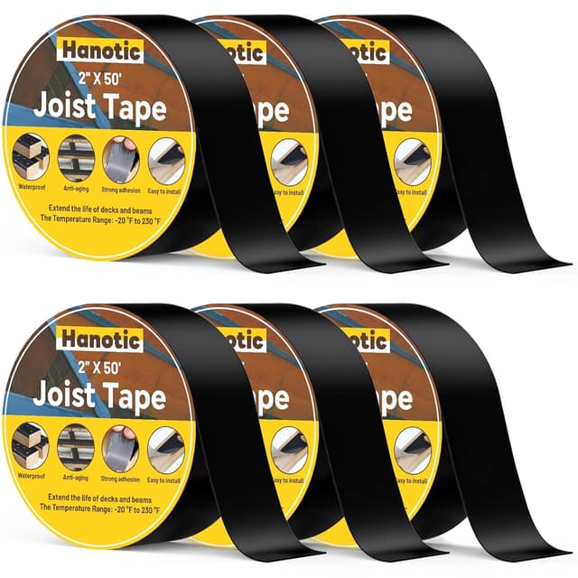 Detalle de Hanotic Joist Tape for Decking (2 in x 50 ft) — 6 Rolls Butyl Deck Tape for Waterproof Sealing