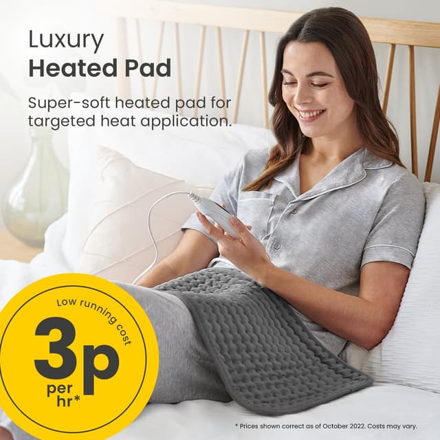 Detalle de Heat Pad by Cosi Home® Luxury Electric Heating Pad (Extra-Large) with Digital Remote, 6 Heat Settings & Machine Washable Design (Grey)