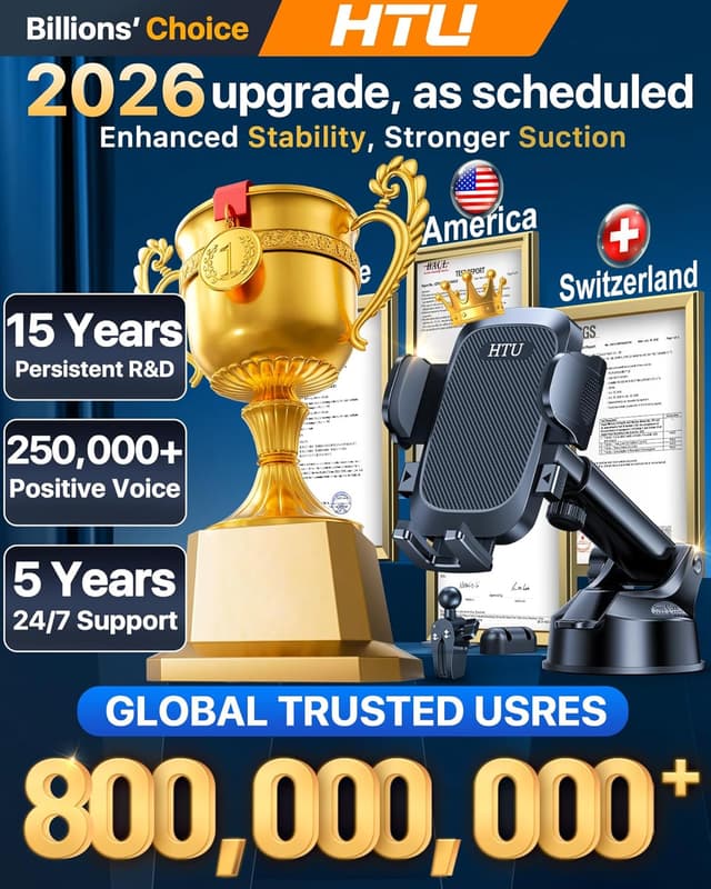 Detalle 2 de HTU 2026 Upgraded car phone holder for dashboard