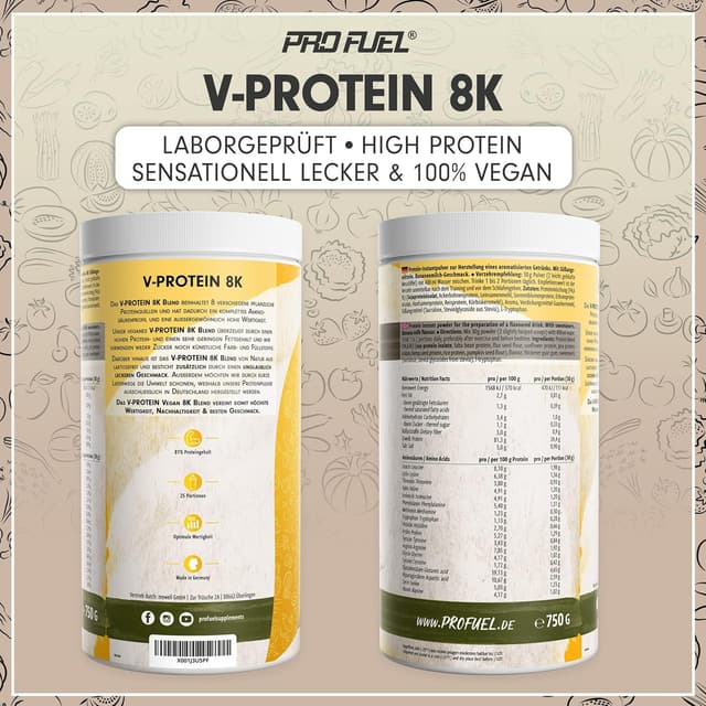 Thumbnail 5 de V-Protein 8K Blend Banane – Veganes Proteinpulver