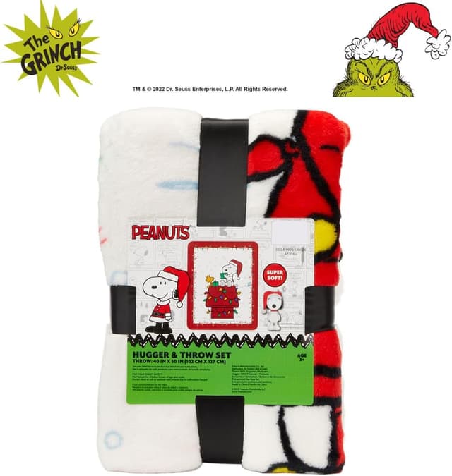 Thumbnail 6 de Franco Peanuts Snoopy Holiday & Christmas Kids Bedding 2-Piece Plush Pillow and Throw Set, 40 in x 50 in