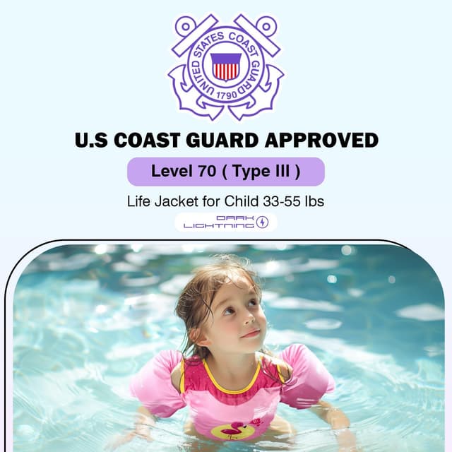 Detalle 2 de Dark Lightning USCG-Approved Toddler Swim Vest (Ages 2–7) with Arm Floaties